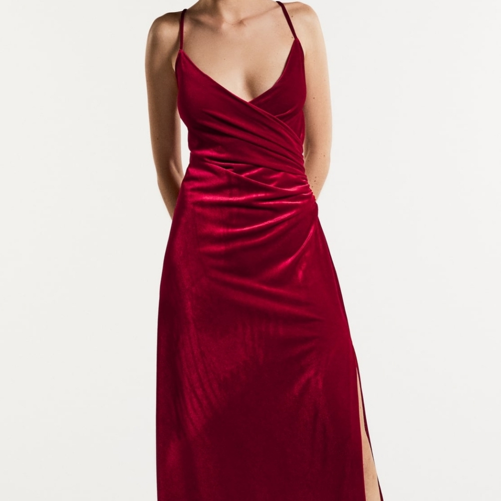 Red velour Zara dress